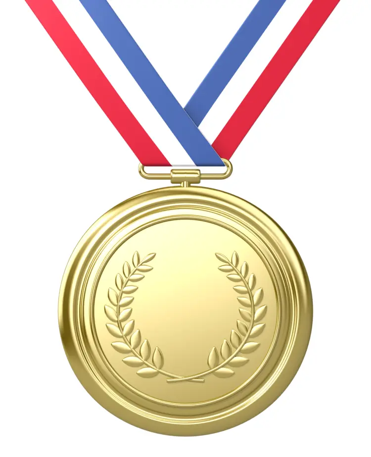 Gold Medal with Red, White, and Blue Ribbon