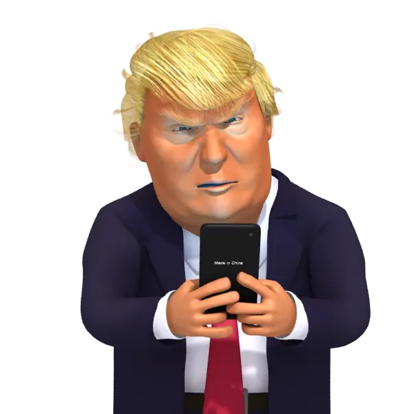 Cartoon Man with Phone in Suit
