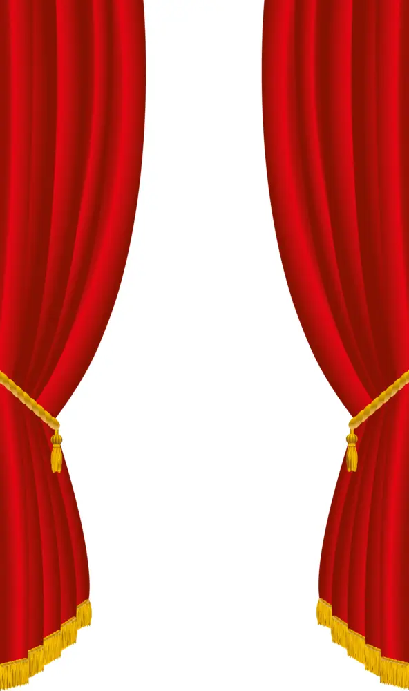 Red Theater Curtains with Golden Tassels