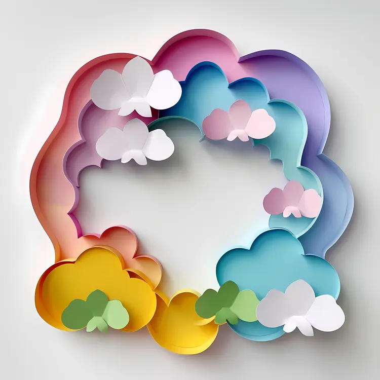 Colorful Paper Clouds in Circular Formation