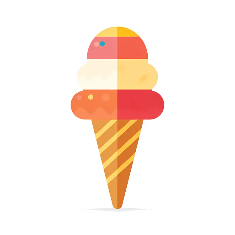 Colorful Ice Cream Cone with Multiple Scoops