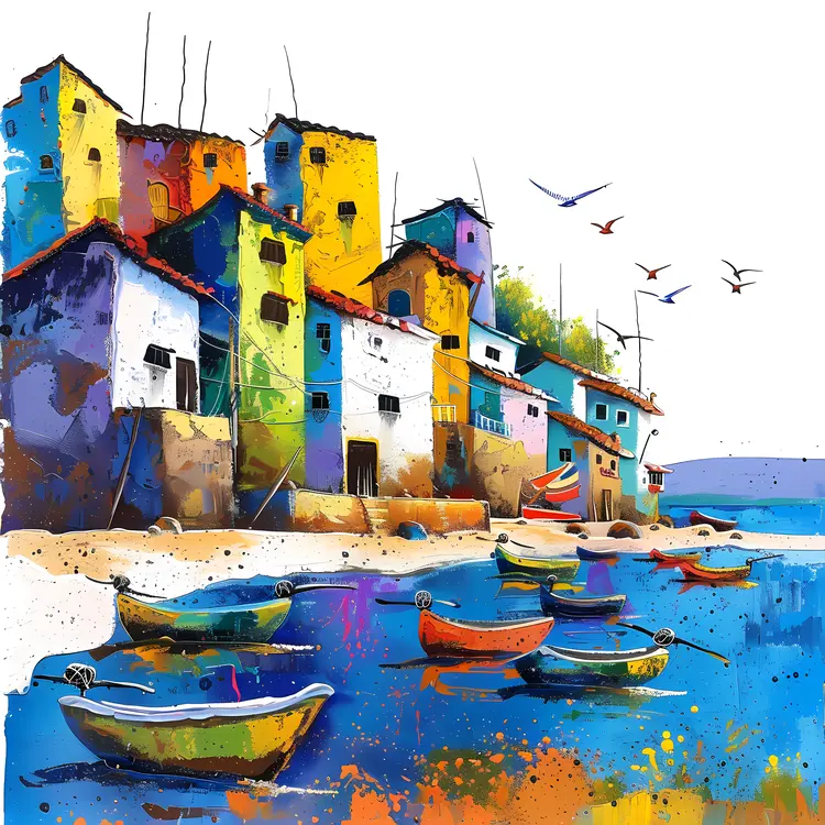 Colorful Village by the Water