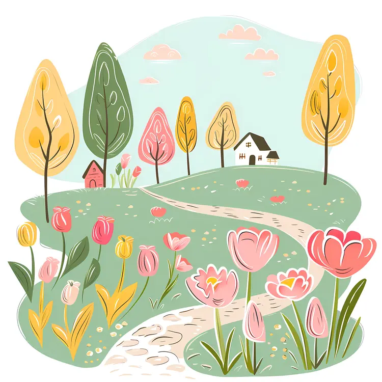 Colorful Garden with Path
