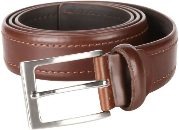 Brown Leather Belt with Silver Buckle