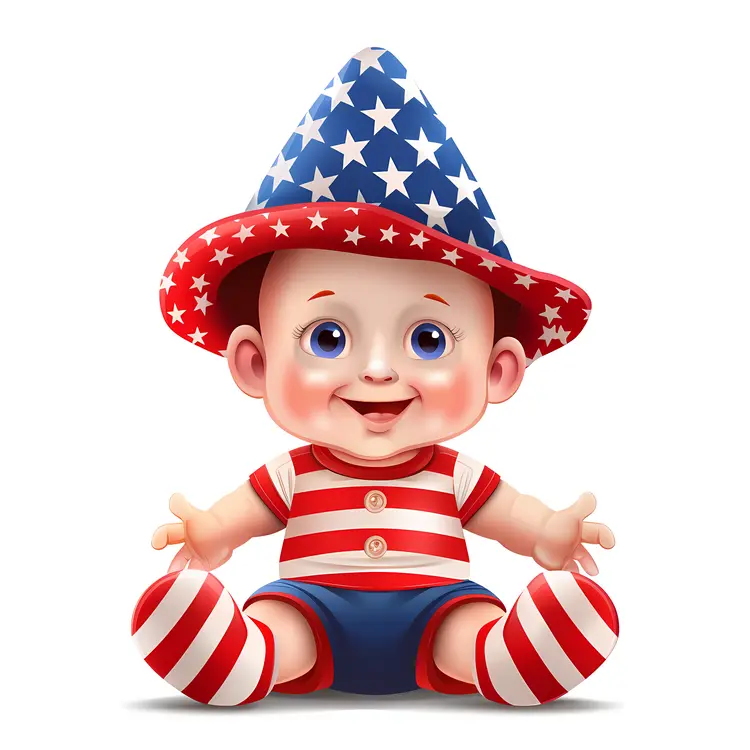 Cute Baby in Patriotic Outfit for Independence Day