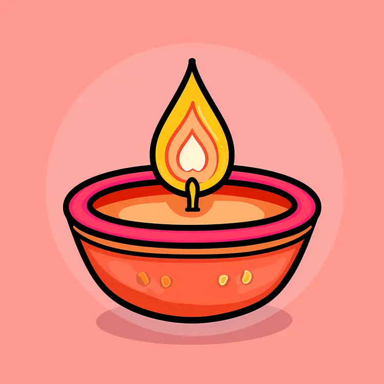 Bright Diya Illustration for Diwali
