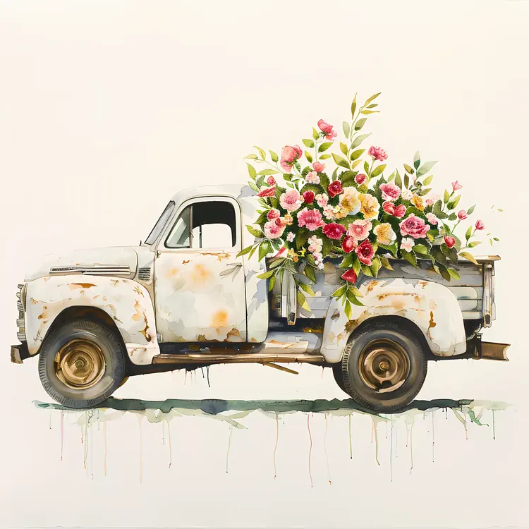 Vintage Truck with Flowers