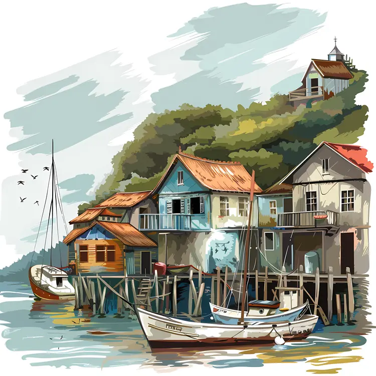 Charming Floating Houses on Water