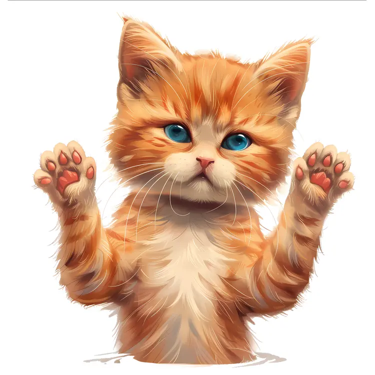 Orange Kitten with Blue Eyes Cartoon