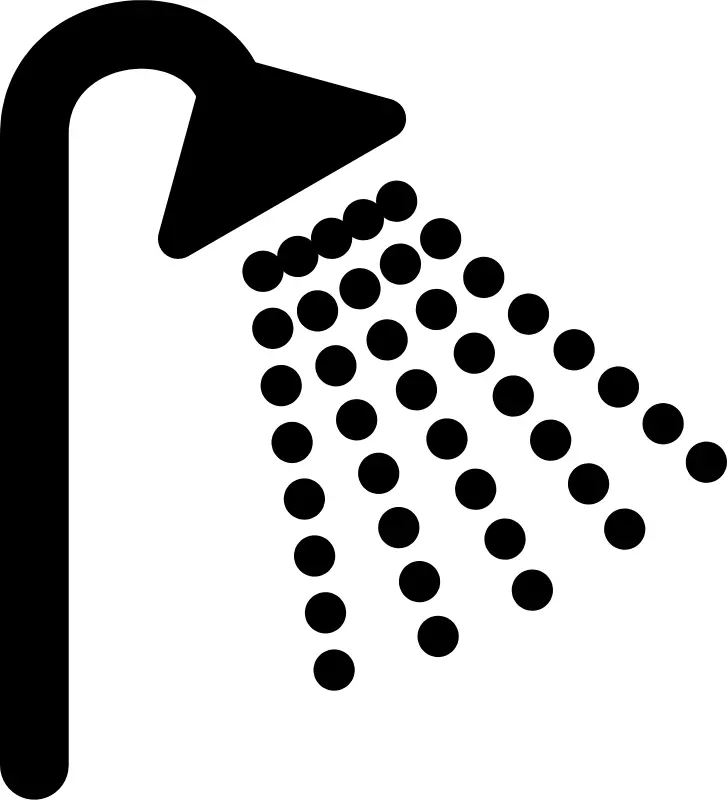 Shower Head Icon with Water Droplets