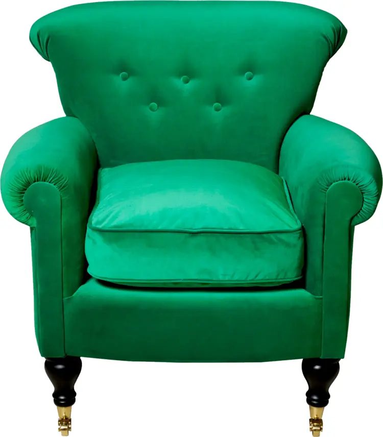 Bright Green Armchair with Button Tufting