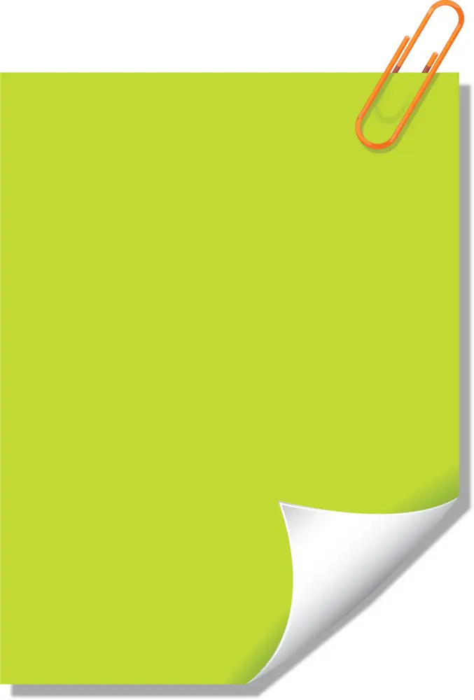 Green Sticky Note with Paperclip