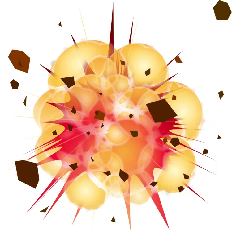 Fiery Explosion with Debris