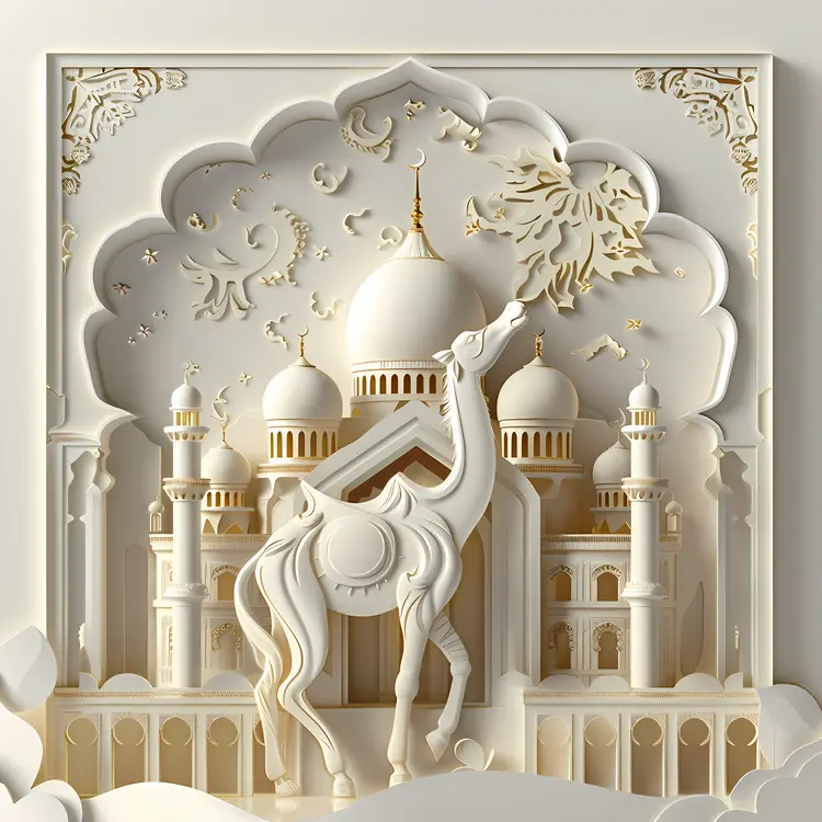 Intricate Paper Cut Camel Art for Eid