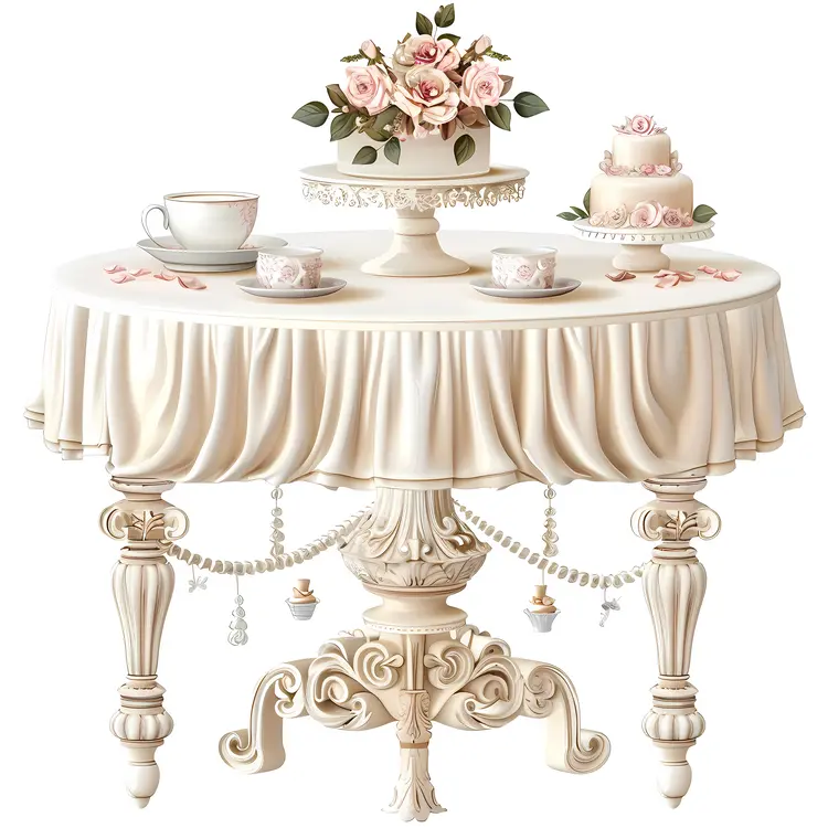 Elegant Cake Table with Tea Set