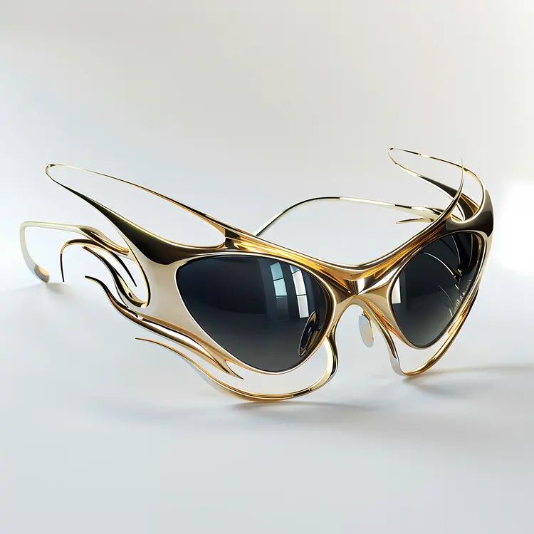 Gold Sunglasses with Flame Design