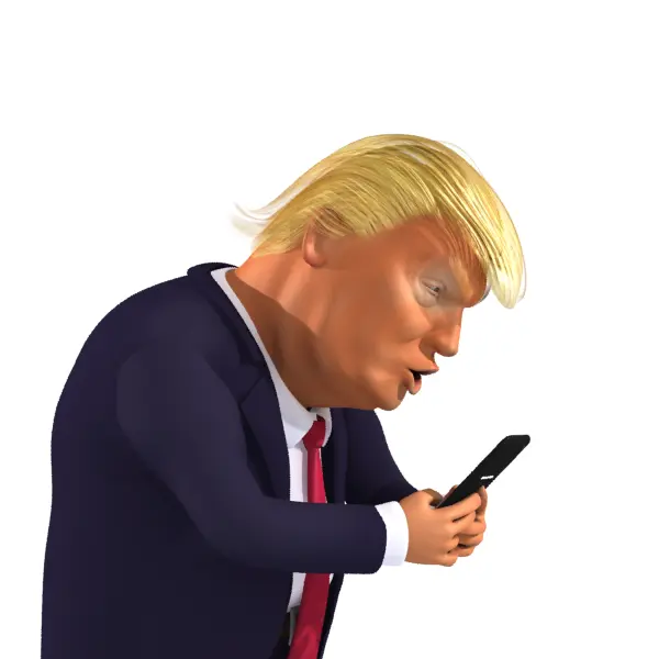 Cartoon Man with Phone in Suit
