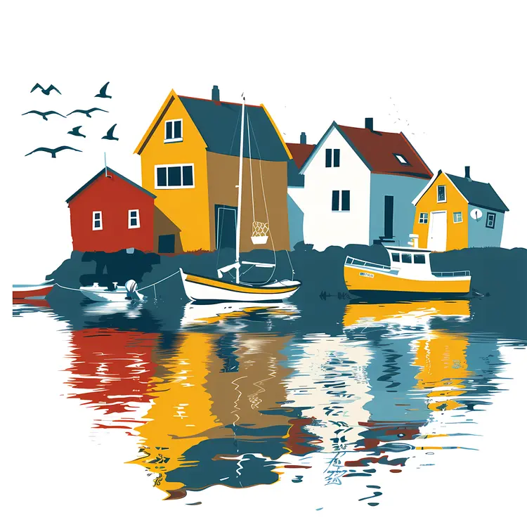 Colorful Village by the Water