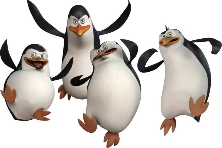 Group of Cartoon Penguins
