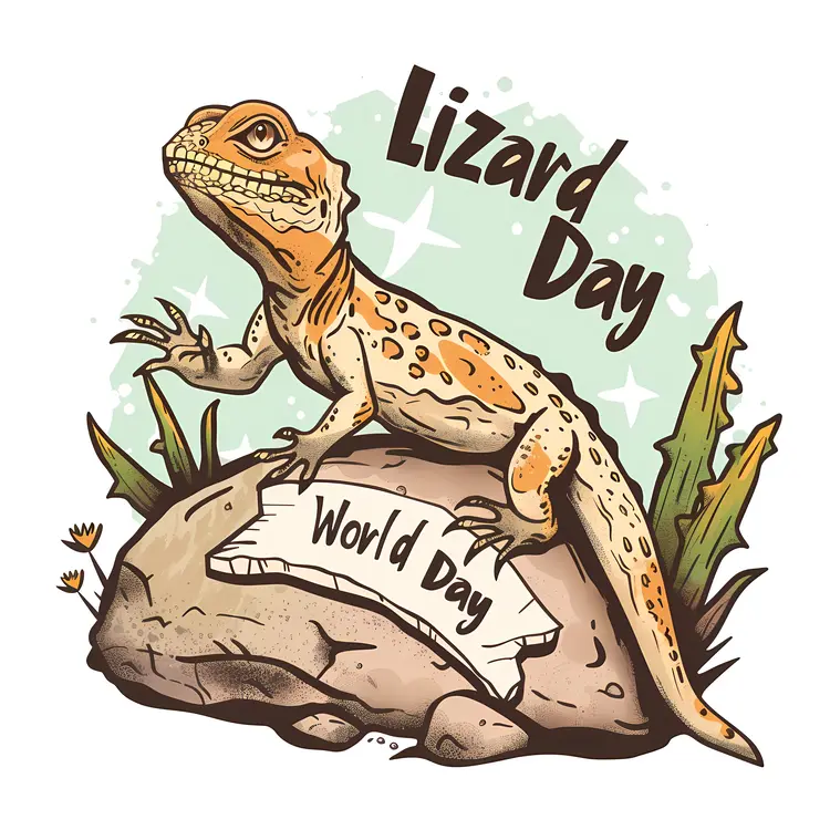 Lizard Day Celebration Illustration
