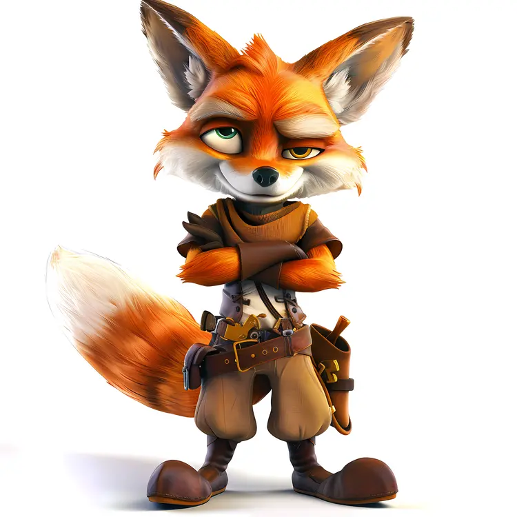 Fox in Adventurer Outfit Ready for Exploration