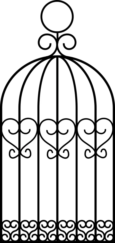 Ornate Heart-Decorated Bird Cage