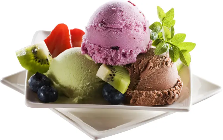 Assorted Ice Cream Scoops with Fruits