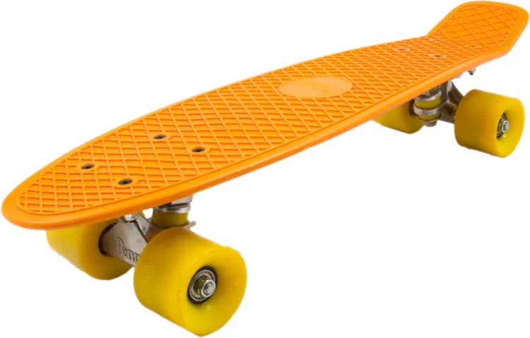 Orange Skateboard with Yellow Wheels