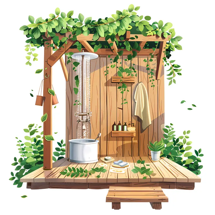 Eco-friendly Outdoor Wooden Shower