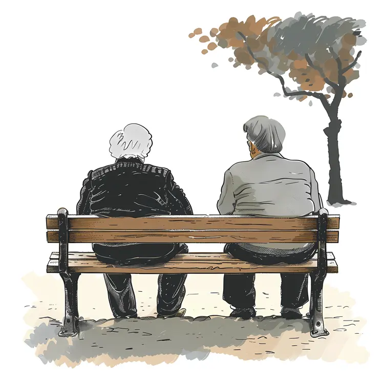 Elderly People Sitting on Park Bench