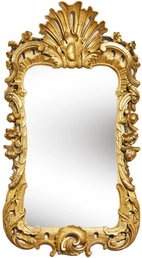 Gold Ornate Mirror with Decorative Frame