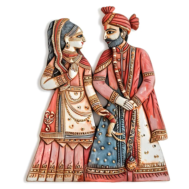 Traditional Wedding Couple Illustration
