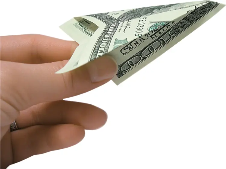 Hand Holding Money Airplane
