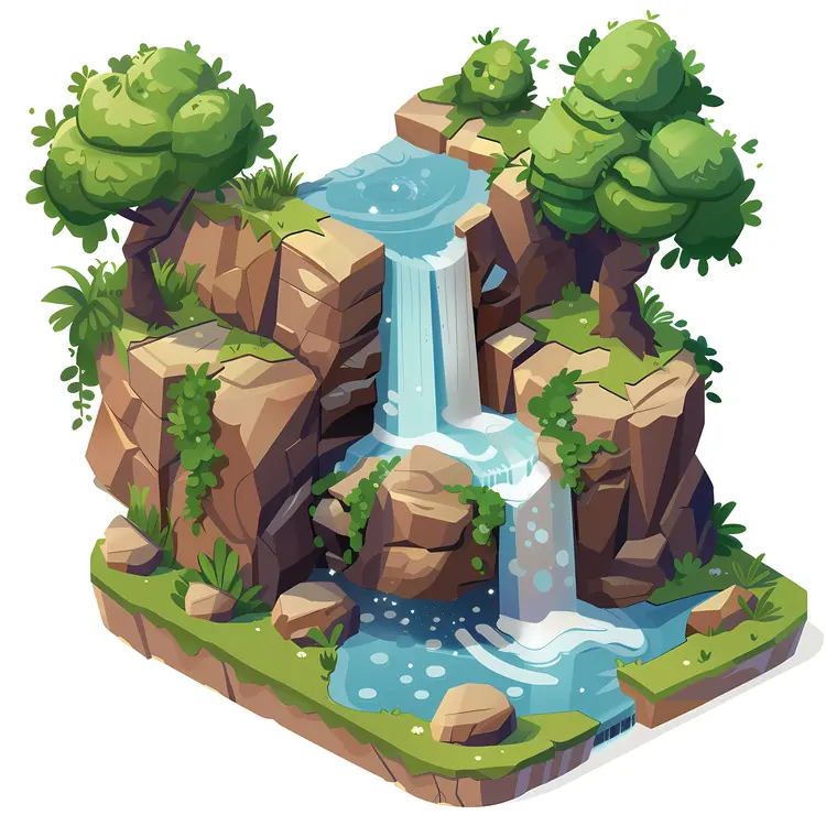 Cartoon Waterfall in Nature