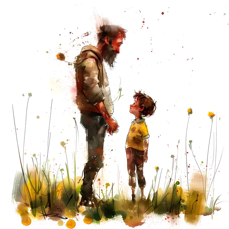 Father and Child in a Field