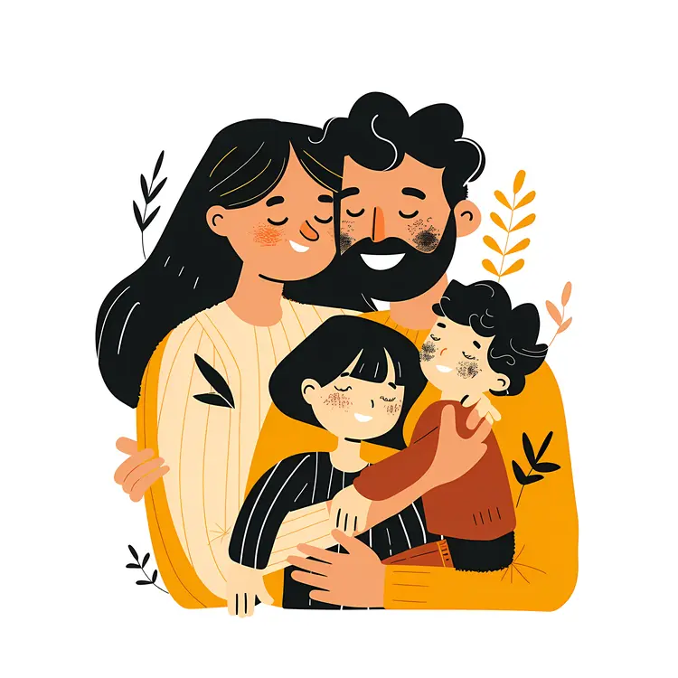 Warm Family Hug Illustration