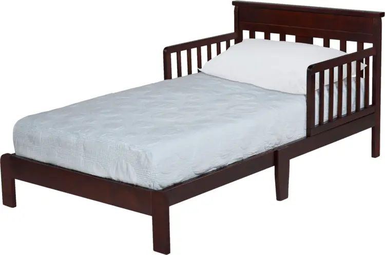 Dark Wooden Bed with Simple Bedding