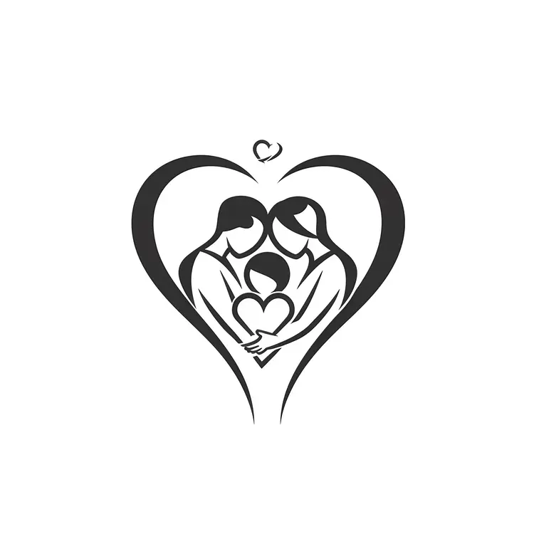 Family Hugging in Heart Shape