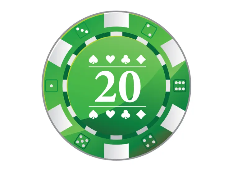 Green Poker Chip with Value 20