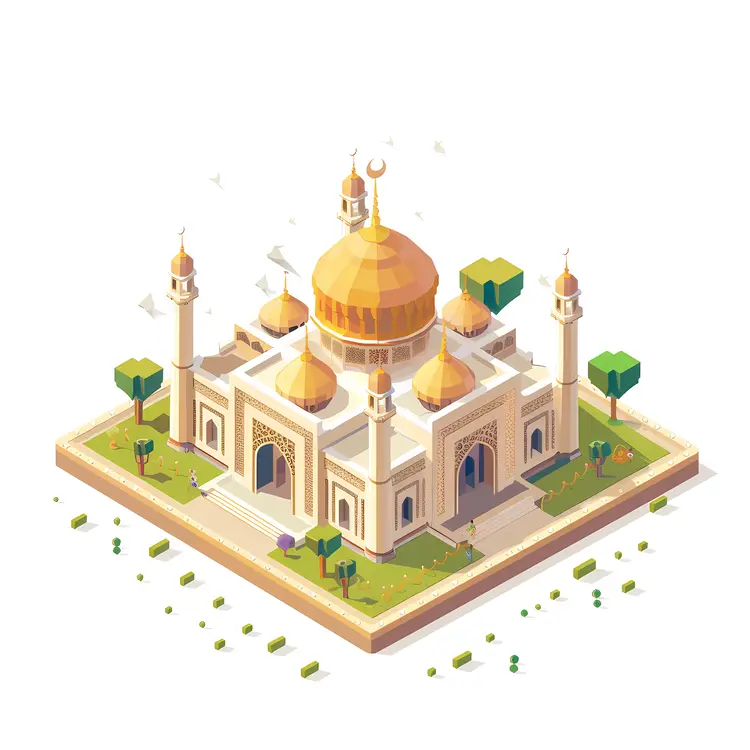 Golden Domed Mosque Illustration