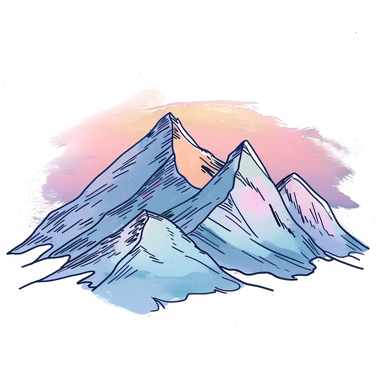 Blue and Pink Mountain Peaks