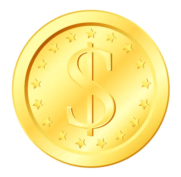 Simple Gold Coin with Dollar Sign
