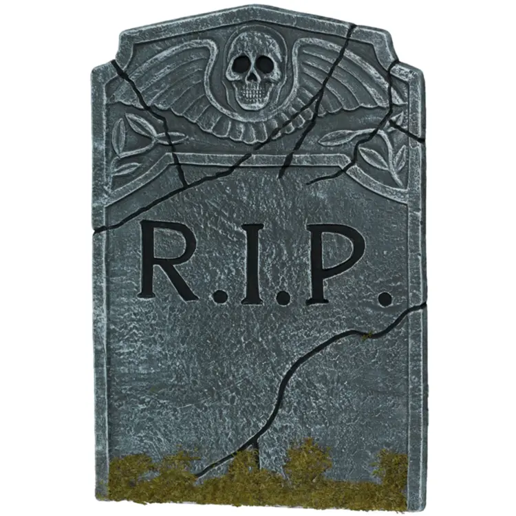 Cracked Tombstone with Skull
