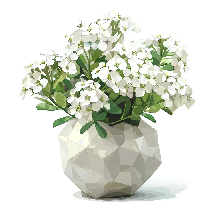 Blooming White Flowers in Pot