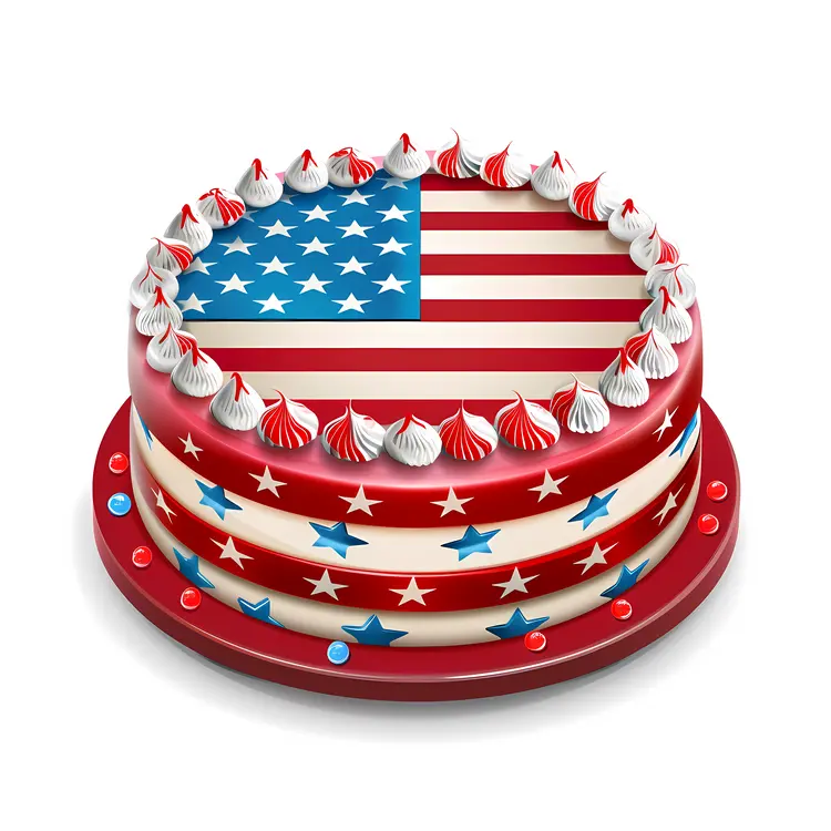 Patriotic Cake with American Flag Design