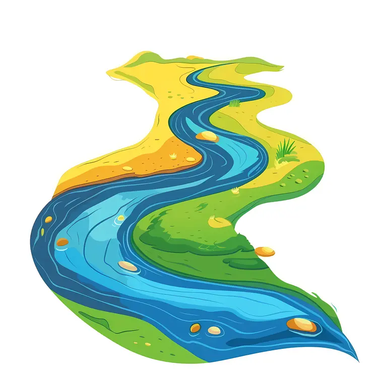 Colorful River Landscape Art