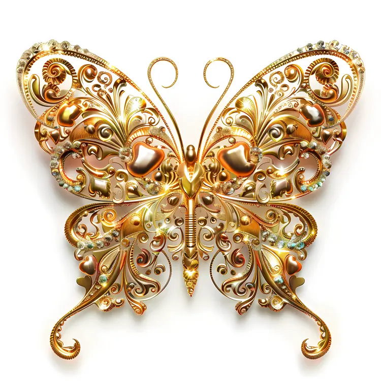Ornate Golden Butterfly with Intricate Design