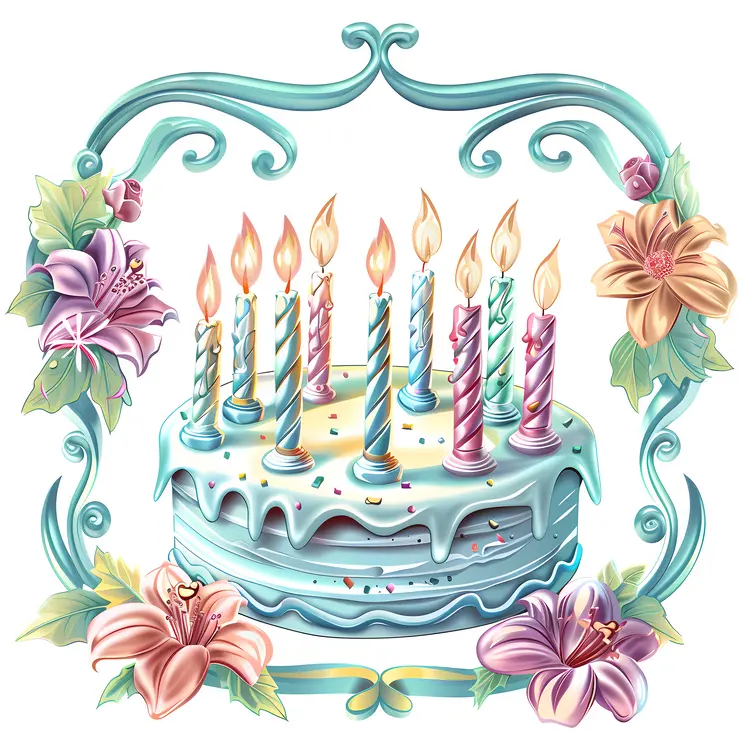 Decorative Birthday Cake Frame with Candles
