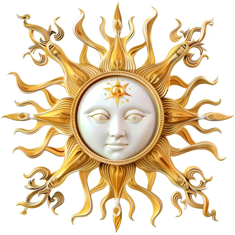 Golden Sun Face Sculpture