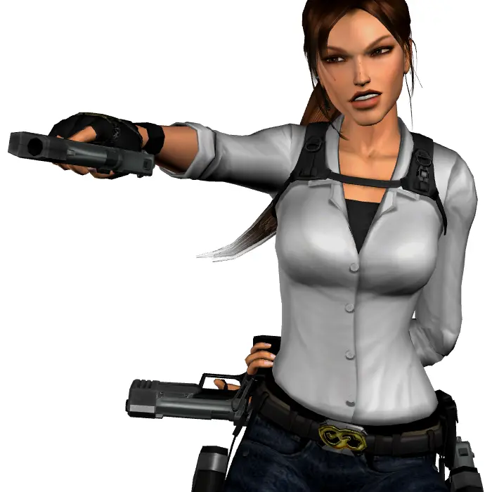 Female character with gun in action pose